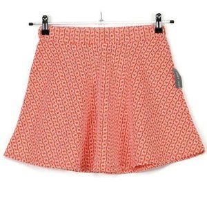 Wet Seal Skater Skirt Jacquard Orange White‎ Stretch USA S Small